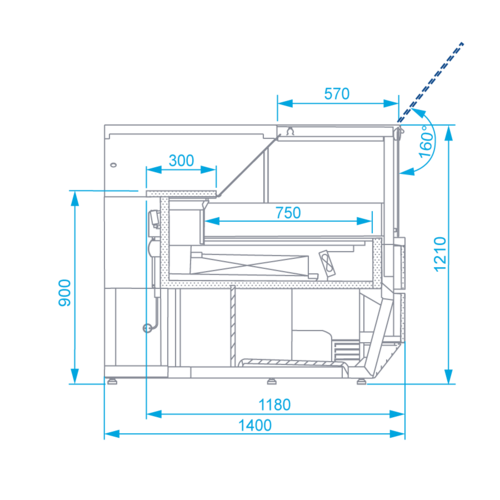 Rapa Lada chłodnicza, szyba prosta od 1 do 10 °C, 1400x1400x(h)1210 mm Rapa Lada chłodnicza, szyba prosta od 1 do 10 °C, 1400x1400x(h)1210 mm