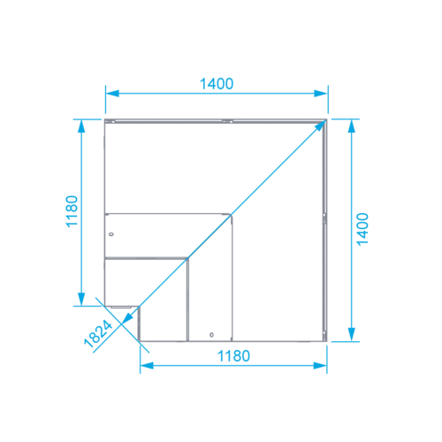 Rapa Lada chłodnicza, szyba prosta od 1 do 10 °C, 1400x1400x(h)1210 mm Rapa Lada chłodnicza, szyba prosta od 1 do 10 °C, 1400x1400x(h)1210 mm