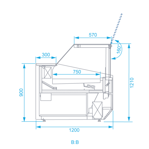 Rapa Lada chłodnicza, szyba prosta od 1 do 7 °C, 1345x1200x(h)1210 mm Rapa Lada chłodnicza, szyba prosta od 1 do 7 °C, 1345x1200x(h)1210 mm