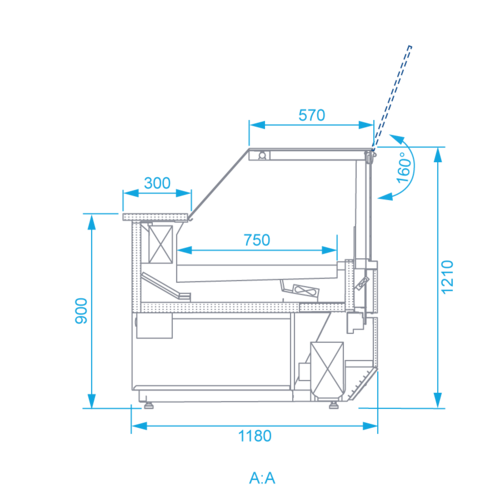 Rapa Lada chłodnicza, szyba prosta od 1 do 7 °C, 1345x1200x(h)1210 mm Rapa Lada chłodnicza, szyba prosta od 1 do 7 °C, 1345x1200x(h)1210 mm