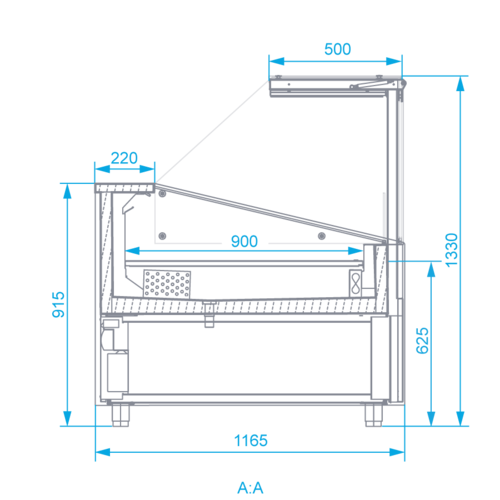 Rapa Lada chłodnicza, szyba prosta od 1 do 10 °C, 2590x1165x(h)1330 mm Rapa Lada chłodnicza, szyba prosta od 1 do 10 °C, 2590x1165x(h)1330 mm