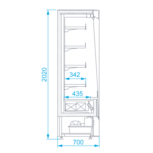 Rapa Regał chłodniczy od 2 do 10°C, 2,23 m², 1330x700x(h)2020 mm Rapa Regał chłodniczy od 2 do 10°C, 2,23 m², 1330x700x(h)2020 mm
