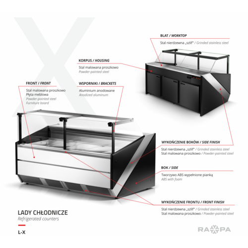 Rapa Lada chłodnicza, szyba gięta od 1 do 10 °C, 1100x1200x(h)1210 mm Rapa Lada chłodnicza, szyba gięta od 1 do 10 °C, 1100x1200x(h)1210 mm