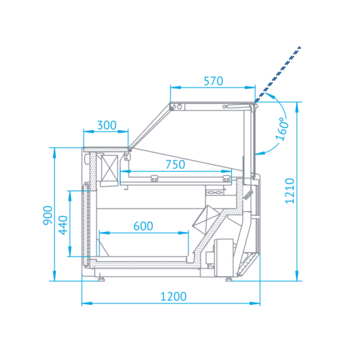 Rapa Lada chłodnicza, szyba gięta od 1 do 10 °C, 1100x1200x(h)1210 mm Rapa Lada chłodnicza, szyba gięta od 1 do 10 °C, 1100x1200x(h)1210 mm