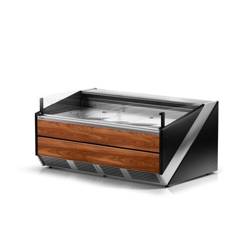 Rapa Lada chłodnicza, szyba gięta od 1 do 10 °C, 1345x1200x(h)900 mm z płytą meblową Yosemite Rapa Lada chłodnicza, szyba gięta od 1 do 10 °C, 1345x1200x(h)900 mm z płytą meblową Yosemite