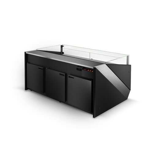 Rapa Lada chłodnicza, szyba gięta od 1 do 10 °C, 1345x1200x(h)900 mm z płytą meblową Yosemite Rapa Lada chłodnicza, szyba gięta od 1 do 10 °C, 1345x1200x(h)900 mm z płytą meblową Yosemite