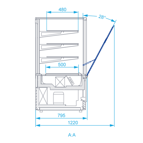 Rapa Witryna chłodnicza prostokątna od 3 do 8 °C, szyba prosta, 1000x795x(h)1460 mm Rapa Witryna chłodnicza prostokątna od 3 do 8 °C, szyba prosta, 1000x795x(h)1460 mm