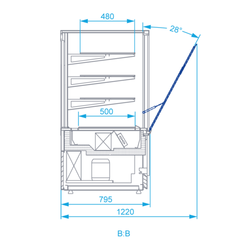 Rapa Witryna chłodnicza prostokątna od 3 do 8 °C, szyba prosta, 1000x795x(h)1460 mm Rapa Witryna chłodnicza prostokątna od 3 do 8 °C, szyba prosta, 1000x795x(h)1460 mm