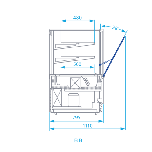Rapa Witryna chłodnicza prostokątna od 3 do 8 °C, szyba prosta, 1000x795x(h)1240 mm, biała Rapa Witryna chłodnicza prostokątna od 3 do 8 °C, szyba prosta, 1000x795x(h)1240 mm, biała