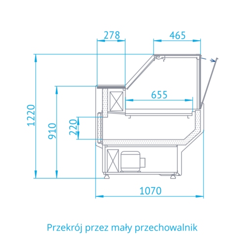 Rapa Lada chłodnicza, szyba prosta od 1 do 10 °C, na 6 pojemników EURO 2, 2020x1070x(h)1220 mm, niebieska Rapa Lada chłodnicza, szyba prosta od 1 do 10 °C, na 6 pojemników EURO 2, 2020x1070x(h)1220 mm, niebieska
