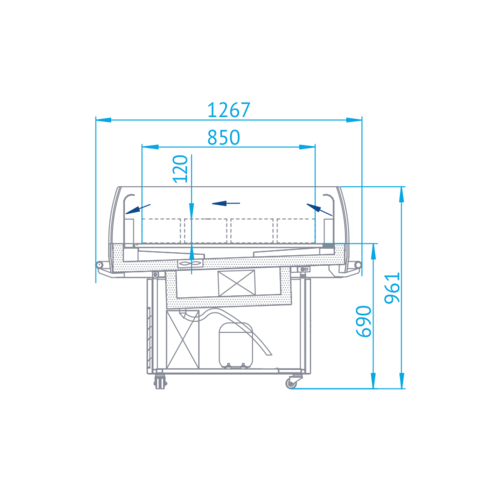 Rapa Lada chłodnicza, szyba prosta od 2 do 10 °C, 1410x1270x(h)960 mm Rapa Lada chłodnicza, szyba prosta od 2 do 10 °C, 1410x1270x(h)960 mm