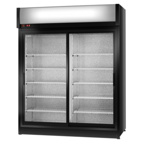 Rapa Szafa chłodnicza 2-drzwiowa przeszklona Ecoline od 1 do 10 °C, 1340 L, 1600x790x(h)2020 mm, czarny połysk Rapa Szafa chłodnicza 2-drzwiowa przeszklona Ecoline od 1 do 10 °C, 1340 L, 1600x790x(h)2020 mm, czarny połysk