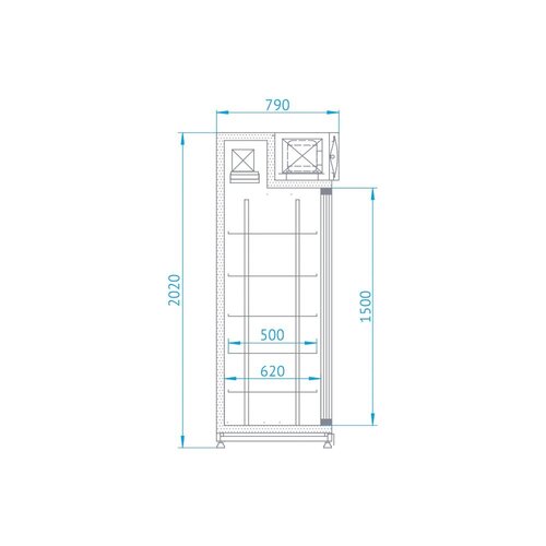 Rapa Szafa chłodnicza 2-drzwiowa przeszklona od 1 do 10 °C, 1340 L, 1600x790x(h)2020 mm, biała Rapa Szafa chłodnicza 2-drzwiowa przeszklona od 1 do 10 °C, 1340 L, 1600x790x(h)2020 mm, biała