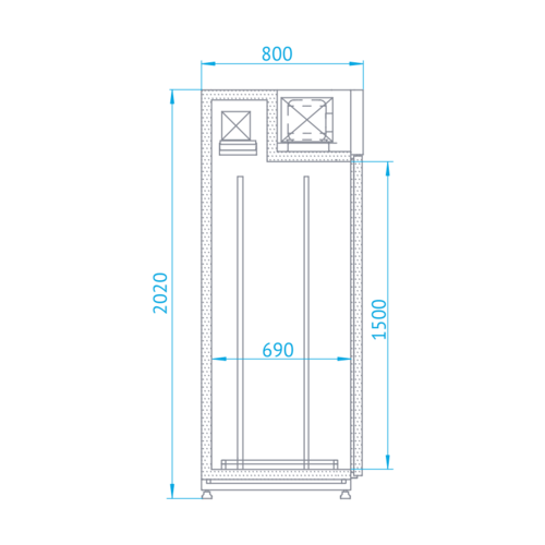 Rapa Szafa chłodnicza 2-drzwiowa od 1 do 10 °C, na 21 pojemników EURO 2, 1460 L, 1600x800x(h)2020 mm, biała Rapa Szafa chłodnicza 2-drzwiowa od 1 do 10 °C, na 21 pojemników EURO 2, 1460 L, 1600x800x(h)2020 mm, biała