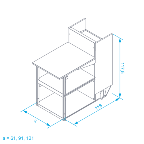 Rapa Lada kasowa prosty narożnik, 1300x1200x(h)1175 mm Rapa Lada kasowa prosty narożnik, 1300x1200x(h)1175 mm