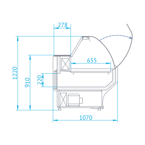Rapa Lada chłodnicza, szyba gięta od 1 do 10 °C, 1150x1070x(h)1220 mm Rapa Lada chłodnicza, szyba gięta od 1 do 10 °C, 1150x1070x(h)1220 mm
