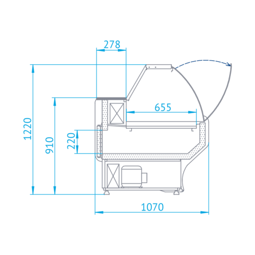 Rapa Lada chłodnicza, szyba gięta od 1 do 10 °C, 800x1070x(h)1220 mm Rapa Lada chłodnicza, szyba gięta od 1 do 10 °C, 800x1070x(h)1220 mm