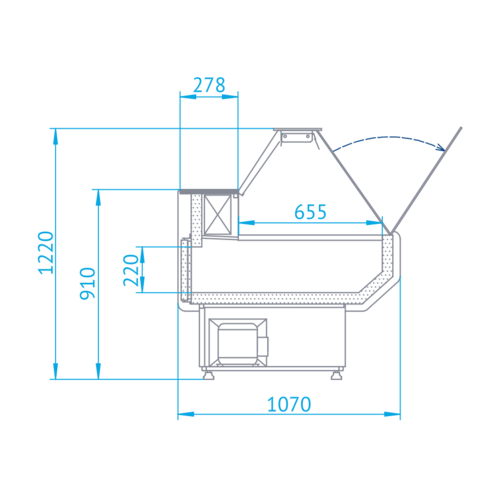 Rapa Lada chłodnicza, szyba prosta od 1 do 10 °C, 1370x1070x(h)1220 mm Rapa Lada chłodnicza, szyba prosta od 1 do 10 °C, 1370x1070x(h)1220 mm