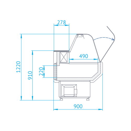 Rapa Lada chłodnicza, szyba gięta od 1 do 10 °C, 1370x1070x(h)1220 mm Rapa Lada chłodnicza, szyba gięta od 1 do 10 °C, 1370x1070x(h)1220 mm