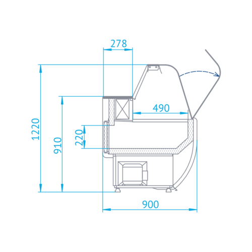 Rapa Lada chłodnicza, szyba gięta od 1 do 10 °C, 790x1070x(h)1220 mm, niebieska Rapa Lada chłodnicza, szyba gięta od 1 do 10 °C, 790x1070x(h)1220 mm, niebieska