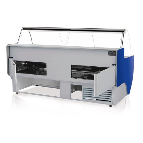 Rapa Lada chłodnicza, szyba gięta od 1 do 10 °C, 790x900x(h)1220 mm, niebieska Rapa Lada chłodnicza, szyba gięta od 1 do 10 °C, 790x900x(h)1220 mm, niebieska