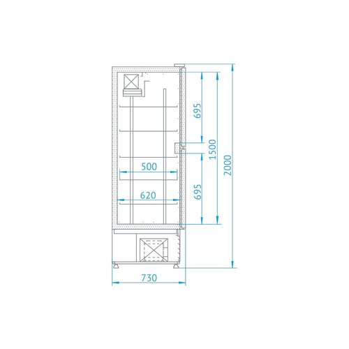 Rapa Szafa chłodnicza od -1 do 7 °C, 621 L, 825x730x(h)2000 mm, biała Rapa Szafa chłodnicza od -1 do 7 °C, 621 L, 825x730x(h)2000 mm, biała