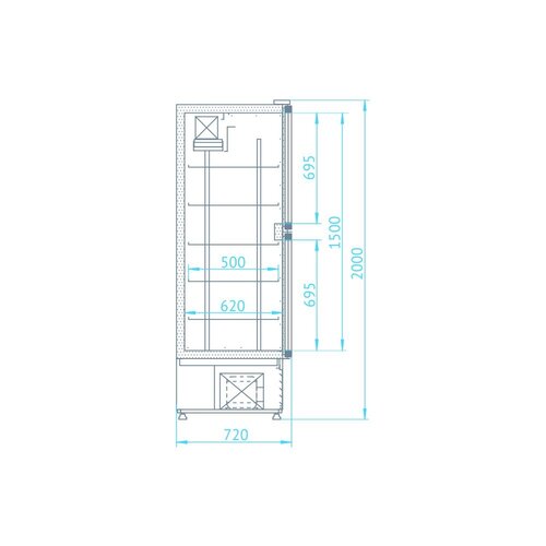 Rapa Szafa chłodnicza przeszklona od 1 do 10 °C, 449 L, 625x720x(h)2000 mm, biała Rapa Szafa chłodnicza przeszklona od 1 do 10 °C, 449 L, 625x720x(h)2000 mm, biała