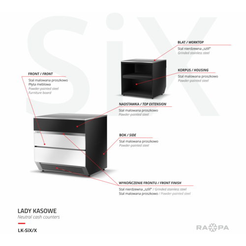 Rapa Lada kasowa prosty narożnik, 1000x800x(h)900 mm z płytą meblową Yosemite Rapa Lada kasowa prosty narożnik, 1000x800x(h)900 mm z płytą meblową Yosemite