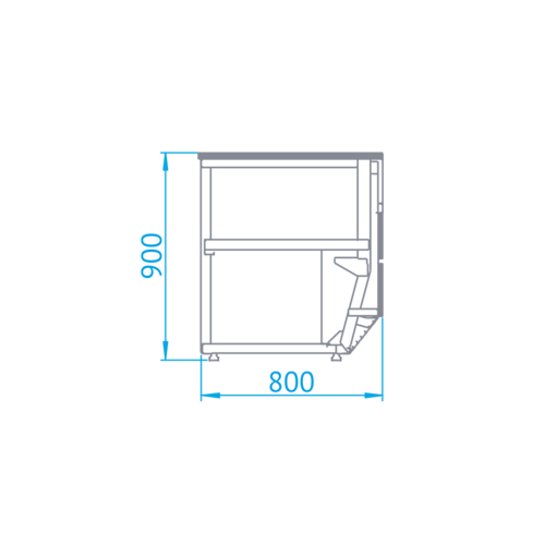 Rapa Lada kasowa prosty narożnik, 1000x800x(h)900 mm z płytą meblową Yosemite Rapa Lada kasowa prosty narożnik, 1000x800x(h)900 mm z płytą meblową Yosemite