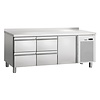 Bartscher Wall cooling table with shelves and 4 drawers, GN 1/1, from 0° C to 10 ° C, side unit