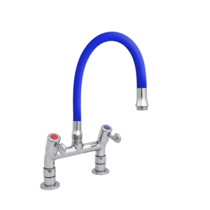 XXLselect Bateria zlewozmywakowa stojąca dwuootworowa z elastyczną wylewką o długości 530 mm, niebieska XXLselect Bateria zlewozmywakowa stojąca dwuootworowa z elastyczną wylewką o długości 530 mm, niebieska