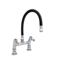 XXLselect Bateria zlewozmywakowa stojąca dwuootworowa z elastyczną wylewką o długości 530 mm, czarna
