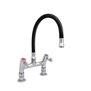 XXLselect Bateria zlewozmywakowa stojąca dwuootworowa z elastyczną wylewką o długości 530 mm, czarna XXLselect Bateria zlewozmywakowa stojąca dwuootworowa z elastyczną wylewką o długości 530 mm, czarna
