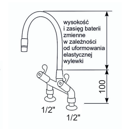 XXLselect Bateria zlewozmywakowa stojąca dwuootworowa z elastyczną wylewką o długości 530 mm, zielona XXLselect Bateria zlewozmywakowa stojąca dwuootworowa z elastyczną wylewką o długości 530 mm, zielona