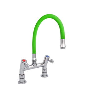 XXLselect Two-hole freestanding sink tap with flexible spout, 530 mm long, green XXLselect Two-hole freestanding sink tap with flexible spout, 530 mm long, green