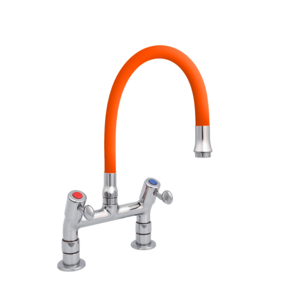 XXLselect Bateria zlewozmywakowa stojąca dwuootworowa z elastyczną wylewką o długości 530 mm, pomarańczowa XXLselect Bateria zlewozmywakowa stojąca dwuootworowa z elastyczną wylewką o długości 530 mm, pomarańczowa