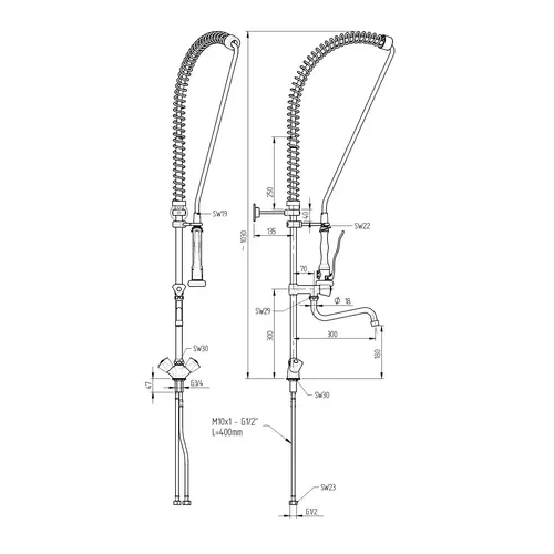 Monolith Bateria sztorcowa nastolna ze spryskiwaczem i wylewką, niebieska Monolith Bateria sztorcowa nastolna ze spryskiwaczem i wylewką, niebieska