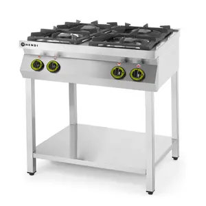 Hendi Gas Cooker with 4 Burners and Open Cupboard, 19 kW Hendi Gas Cooker with 4 Burners and Open Cupboard, 19 kW