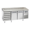 Diverso Refrigerated table 2-door with 5 drawers from -2 to 8°C. Side unit