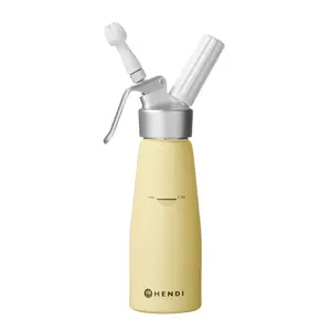 Hendi Syfon do bitej śmietany (3 plastikowe końcówki i szczoteczka w zestawie) 0,5 L, żółty, Kurt Scheller Edition Hendi Syfon do bitej śmietany (3 plastikowe końcówki i szczoteczka w zestawie) 0,5 L, żółty, Kurt Scheller Edition