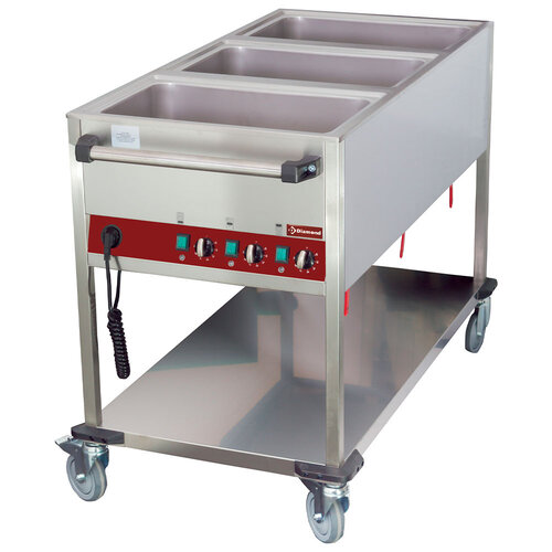 Diamond Mobile Electric Bain Marie, 3-Chamber with Drain Tap, GN 1/1, 2,1 kW Diamond Mobile Electric Bain Marie, 3-Chamber with Drain Tap, GN 1/1, 2,1 kW