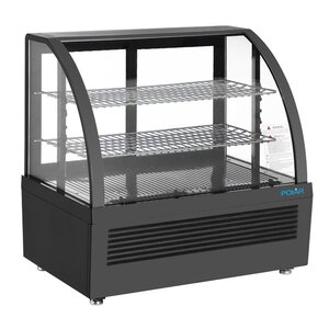 Polar Refrigeration  Rectangular refrigerated display case 100 L, 2 to 12°C, 105, with curved glass, Polar C-Series, 705x472x(h)687 mm