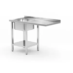 Hendi Table with sink, shelf and space for a dishwasher or fridge - left-hand side compartment | 1200x700 mm