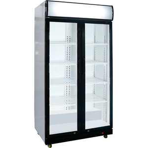 Stalgast glass-fronted refrigerator, 2-door, 569L, agergate on top
