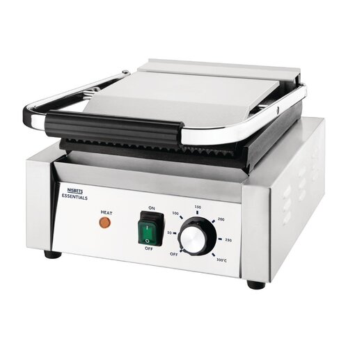 Nisbets Essentials Grill kontaktowy gładki/ryflowany, 1.8kW, 230V, 300°C, Nisbets Essentials DA396