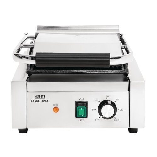 Nisbets Essentials Grill kontaktowy gładki/ryflowany, 1.8kW, 230V, 300°C, Nisbets Essentials DA396