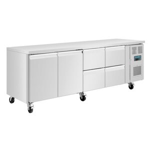 Polar Refrigeration  Stół chłodniczy z 2 drzwiami i 4 szufladami 476L, od -2 do 8°C, Polar U-Series UA021, 700x2230x(h)860 mm, agregat boczny Polar Refrigeration  Stół chłodniczy z 2 drzwiami i 4 szufladami 476L, od -2 do 8°C, Polar U-Series UA021, 700x2230x(h)860 mm, agregat boczny
