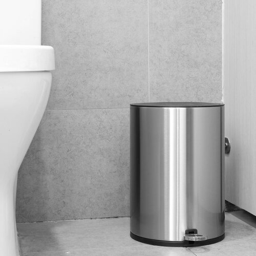 Jantex Kosz pedałowy z podnoszoną pokrywą z uchylną pokrywą 6 L ze stali, Jantex HT479, srebrny Jantex Kosz pedałowy z podnoszoną pokrywą z uchylną pokrywą 6 L ze stali, Jantex HT479, srebrny