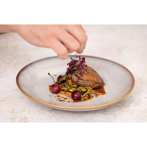 Olympia Talerz płytki 659 ml, Ø260 mm, z porcelany, okrągły, Olympia Drift Grey FU197 (4 szt.)