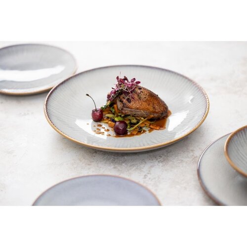 Olympia Talerz płytki 659 ml, Ø260 mm, z porcelany, okrągły, Olympia Drift Grey FU197 (4 szt.)